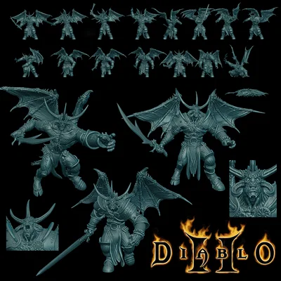 Bộ mô hình 3D Izual và Greater Demons từ Diablo II (16 tư thế)