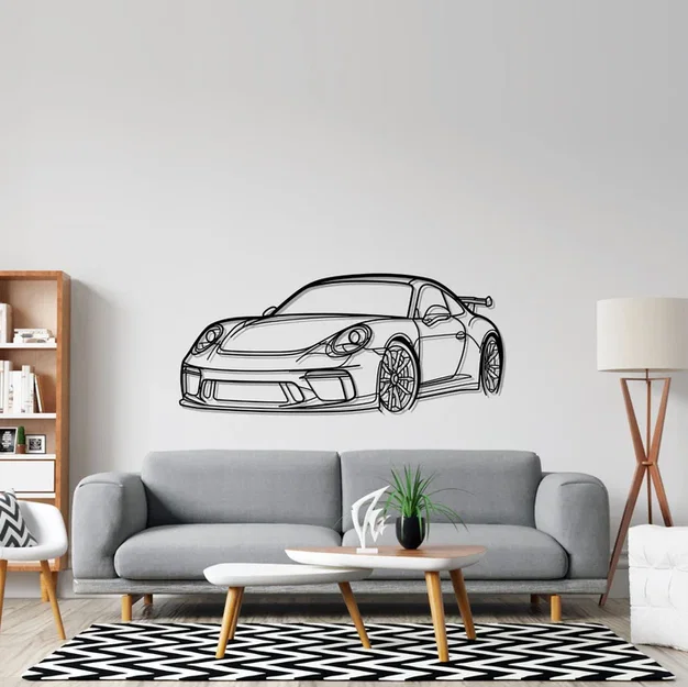 Silhouette góc trước Porsche 911 GT3 (991) – Wall Art - Image 1