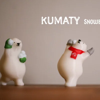 Mô hình gấu Bắc Cực chơi ném bóng tuyết (KUMATY) - In 3D siêu dễ thương