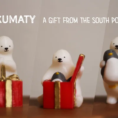 Mô hình 3D gấu Bắc Cực tặng quà chim cánh cụt siêu đáng yêu