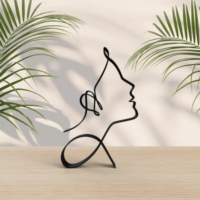 Mẫu trang trí 3D nghệ thuật một đường nét chân dung phụ nữ