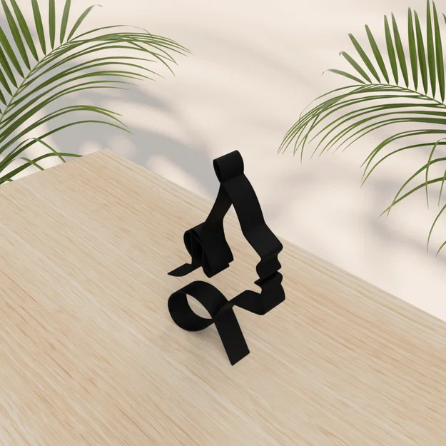 Mẫu trang trí 3D nghệ thuật một đường nét chân dung phụ nữ - Image 2