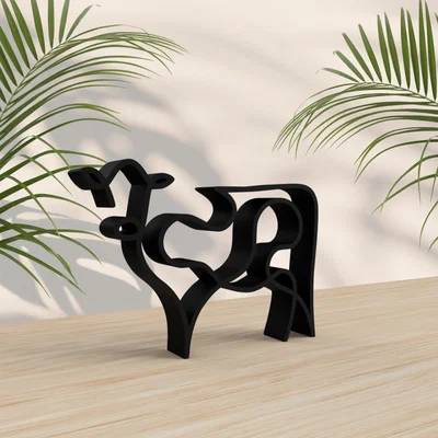 Tượng nghệ thuật chú bò 3D phong cách tối giản (One Line Art)
