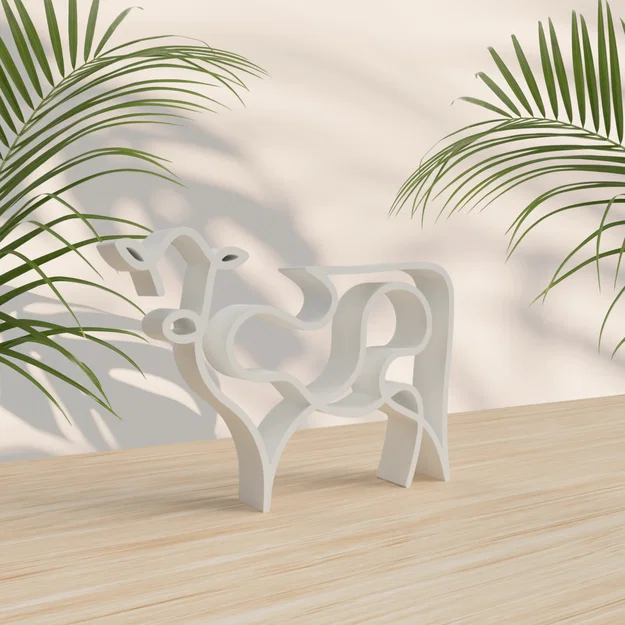 Tượng nghệ thuật chú bò 3D phong cách tối giản (One Line Art) - Image 3
