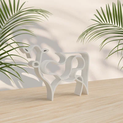 Tượng nghệ thuật chú bò 3D phong cách tối giản (One Line Art)