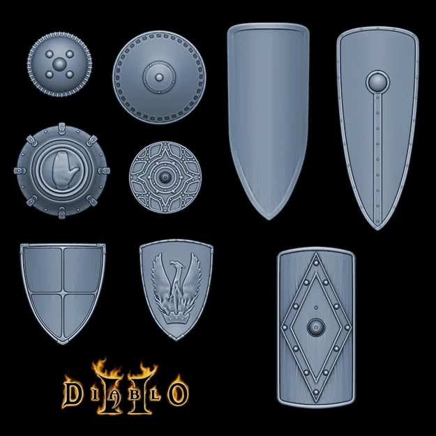 Mô hình Khiên Diablo II (Shields) cho Amazon và Paladin in 3D - Image 1