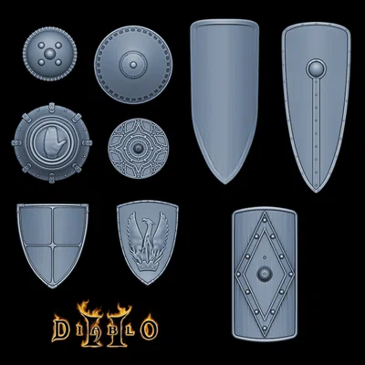 Mô hình Khiên Diablo II (Shields) cho Amazon và Paladin in 3D