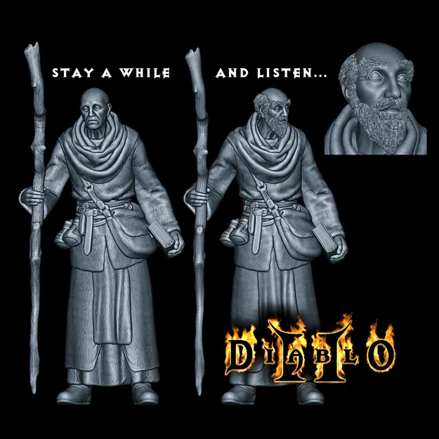 Mô hình 3D Deckard Cain Diablo II - Tượng hiền triết cực chi tiết - Image 1