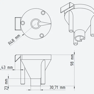 Phễu tiếp nhiên liệu cho xe Simson (có nắp và file FreeCAD)