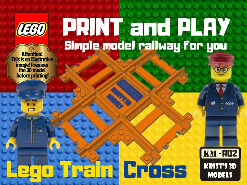 Mẫu in 3D LEGO Train Cross: Đường ray giao nhau cho tàu hỏa - Image 1