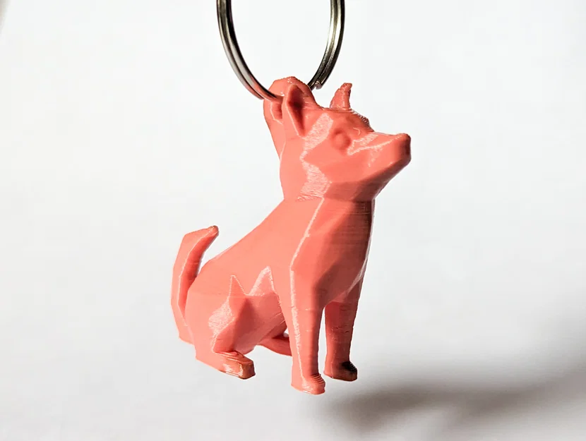 Móc khóa chó Low Poly ngồi dễ thương có vòng treo (Keyring/Keychain) - Image 1