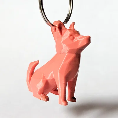 Móc khóa chó Low Poly ngồi dễ thương có vòng treo (Keyring/Keychain)