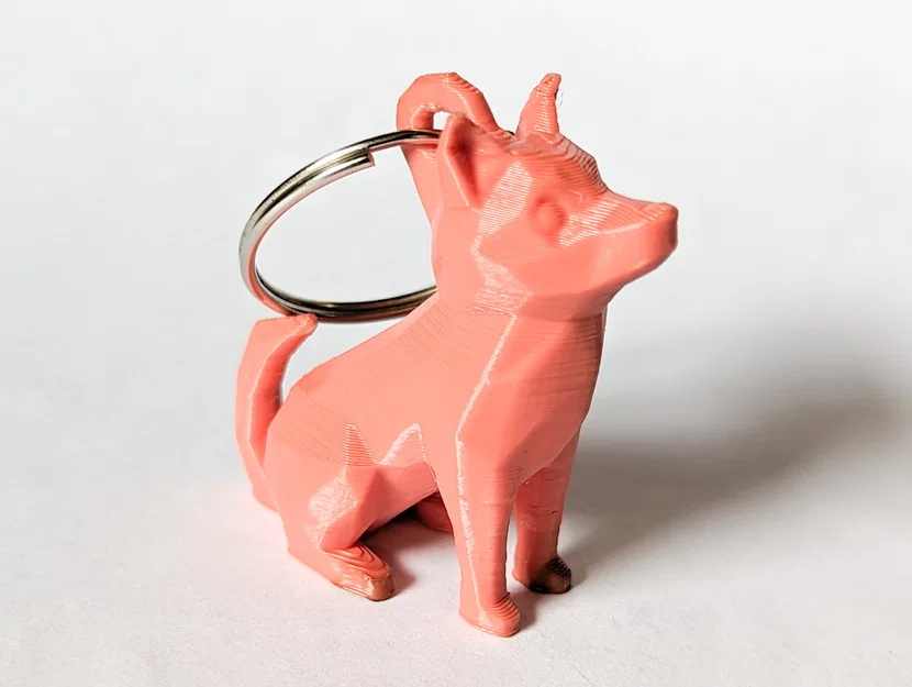 Móc khóa chó Low Poly ngồi dễ thương có vòng treo (Keyring/Keychain) - Image 2