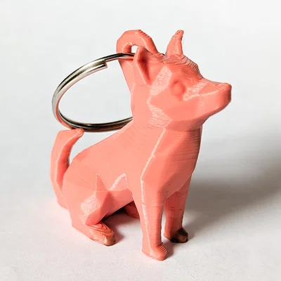 Móc khóa chó Low Poly ngồi dễ thương có vòng treo (Keyring/Keychain)