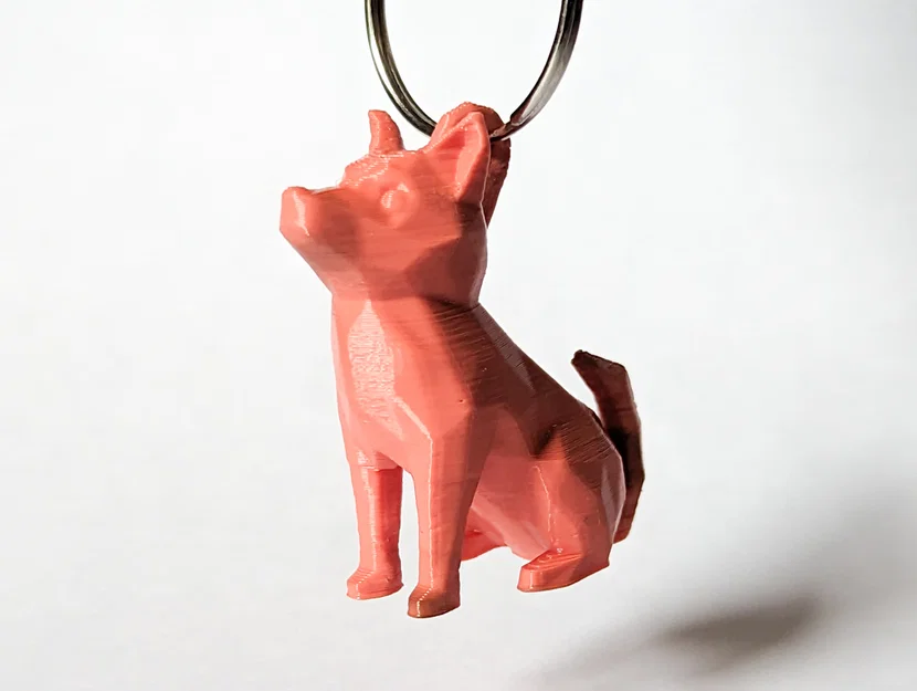 Móc khóa chó Low Poly ngồi dễ thương có vòng treo (Keyring/Keychain) - Image 3