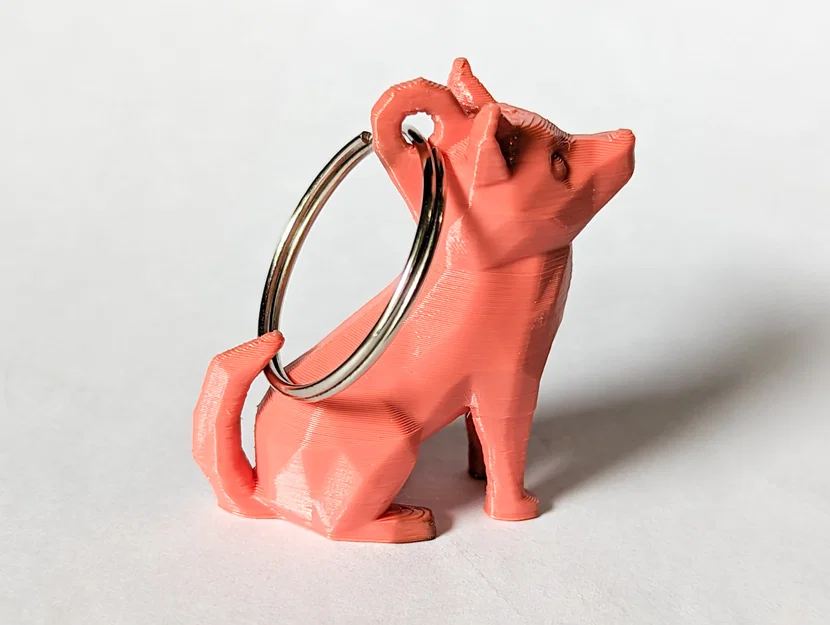 Móc khóa chó Low Poly ngồi dễ thương có vòng treo (Keyring/Keychain) - Image 4