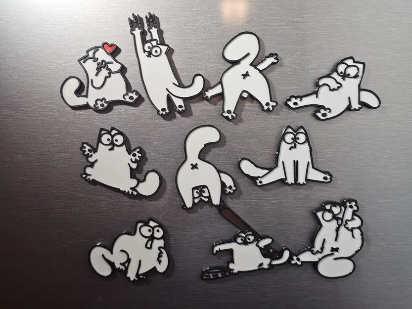 Bộ nam châm tủ lạnh hình mèo Simon (Simon's cat) in 3D độc đáo - Image 1