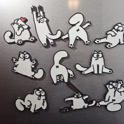 Bộ nam châm tủ lạnh hình mèo Simon (Simon's cat) in 3D độc đáo