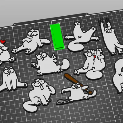 Bộ nam châm tủ lạnh hình mèo Simon (Simon's cat) in 3D độc đáo