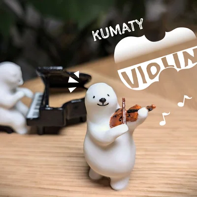 Mô hình gấu KUMATY chơi đàn Violin - Đồ trang trí in 3D dễ thương