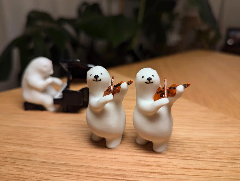 Mô hình gấu KUMATY chơi đàn Violin - Đồ trang trí in 3D dễ thương - Image 2