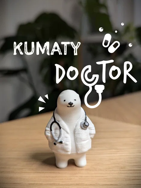 Mô hình 3D chú gấu bác sĩ KUMATY đáng yêu để bàn - Image 1