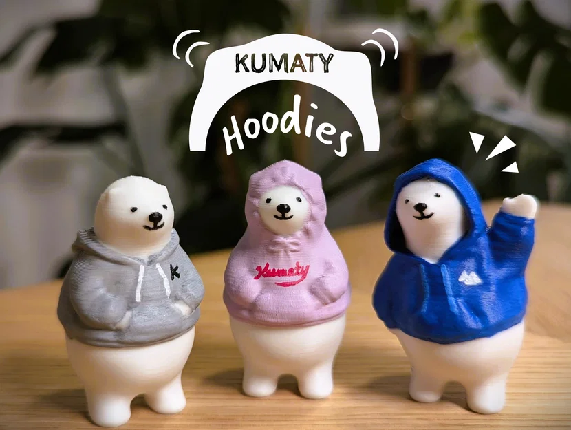 Mô hình gấu bắc cực mặc áo hoodie (KUMATY Hoodies) in 3D siêu cute - Image 1
