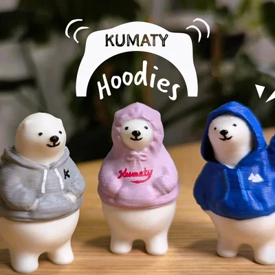 Mô hình gấu bắc cực mặc áo hoodie (KUMATY Hoodies) in 3D siêu cute