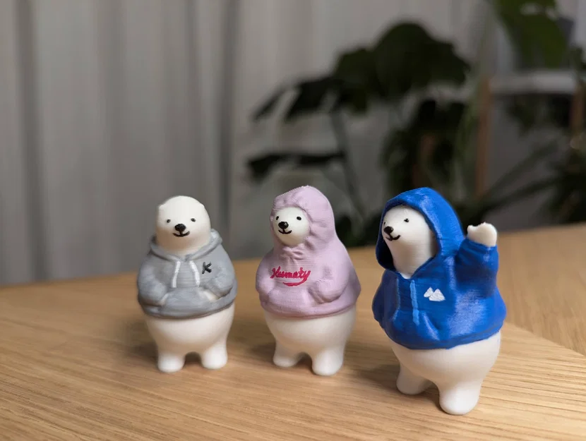 Mô hình gấu bắc cực mặc áo hoodie (KUMATY Hoodies) in 3D siêu cute - Image 2