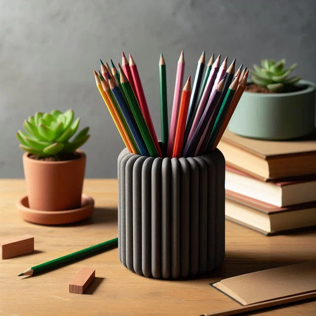 Ống Đựng Bút Modern Rod Ribbed Design (Thiết Kế Thanh Bo Tròn) - Image 1
