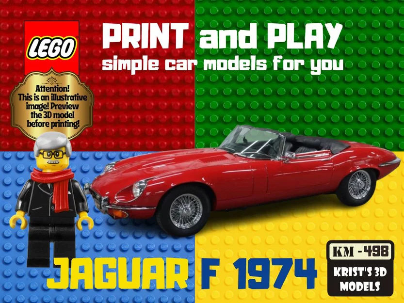 Mô hình xe cổ điển LEGO Jaguar F 1974 tự in 3D độc đáo - Image 1