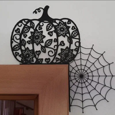 Móc treo trang trí khung cửa hình bí ngô mạng nhện Halloween