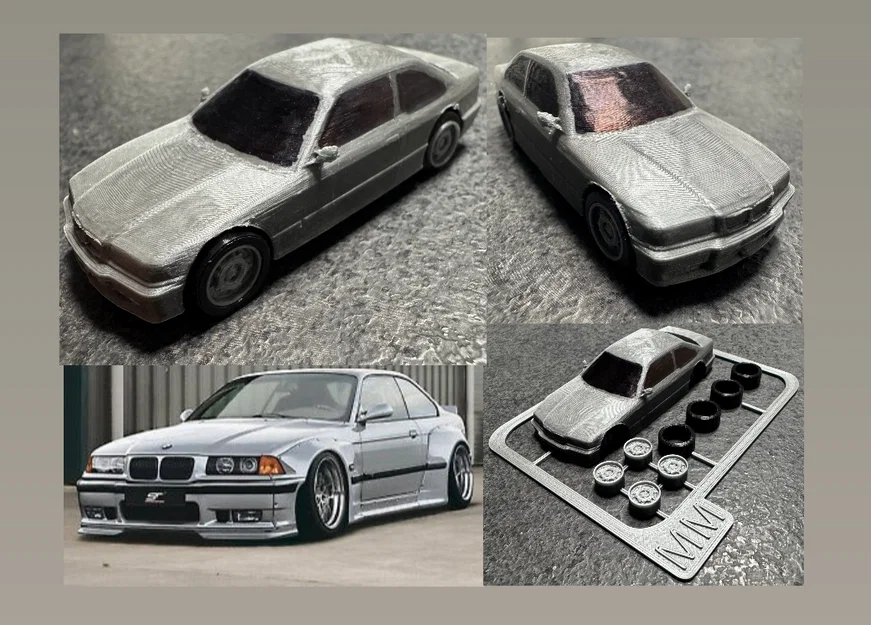 Mô hình lắp ráp xe BMW E36 Mini dưới dạng Kit Card cực chất - Image 1