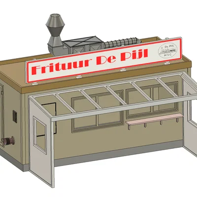 Quầy khoai chiên Bỉ “frietkot” 1:87 cho H0