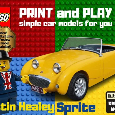 Mô hình xe cổ điển Lego Austin Healey Sprite 1958 in 3D