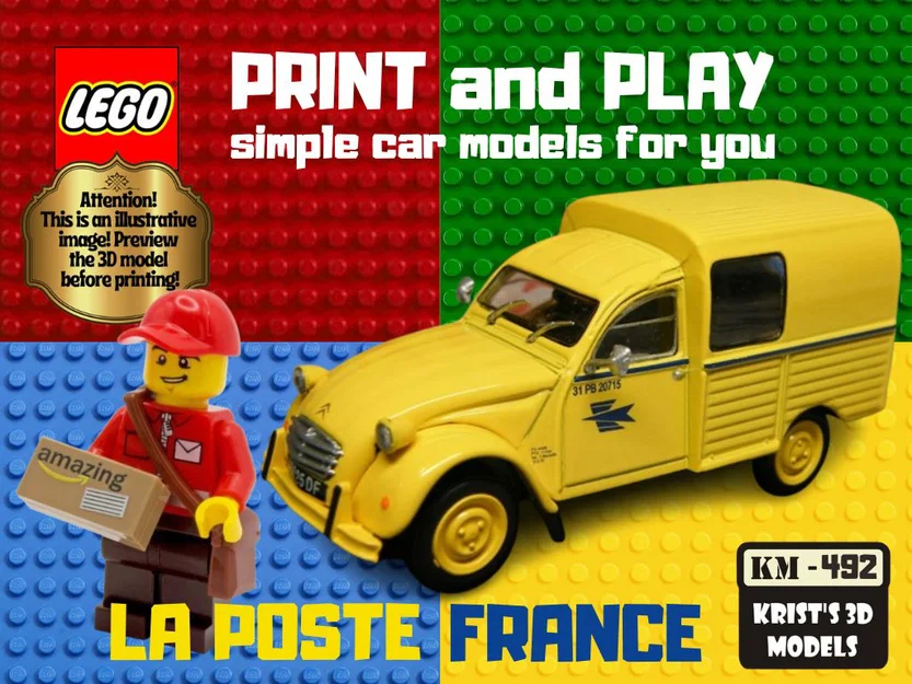 Mô hình xe bưu điện Citroen phong cách LEGO in 3D - Image 1