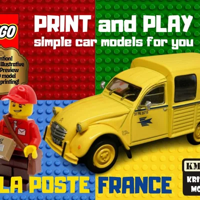 Mô hình xe bưu điện Citroen phong cách LEGO in 3D