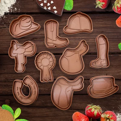 Bộ khuôn cắt bánh quy chủ đề cưỡi ngựa 3D tinh xảo