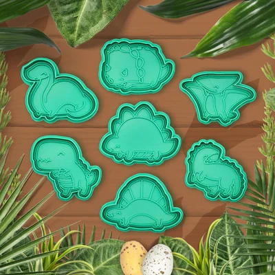 Bộ khuôn cắt bánh quy hình khủng long 3D đáng yêu cho gia đình