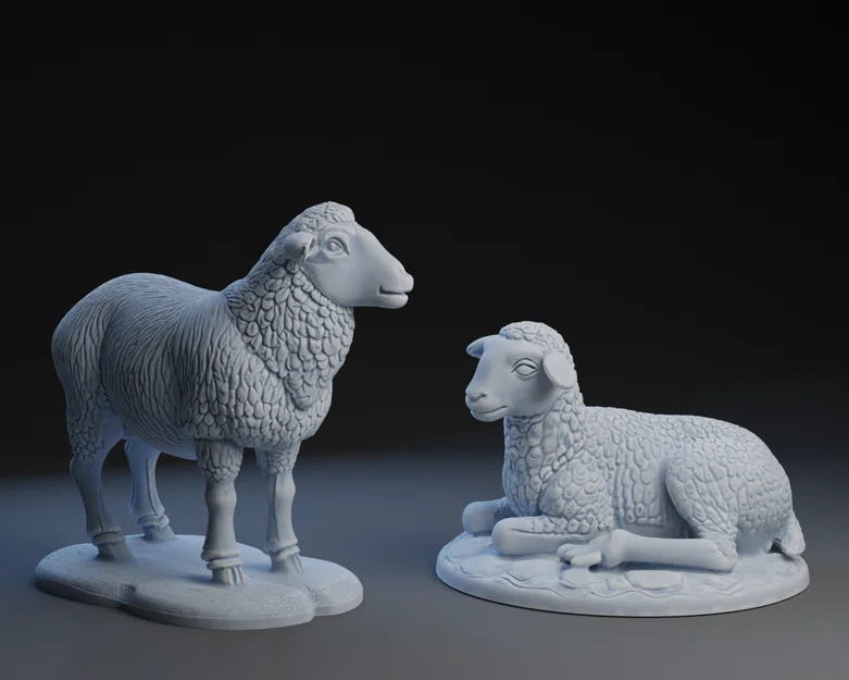 Bộ Mô Hình Cừu Trang Trí Giáng Sinh (Nativity Sheep Set) File 3D - Image 1