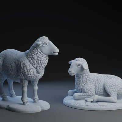 Bộ Mô Hình Cừu Trang Trí Giáng Sinh (Nativity Sheep Set) File 3D