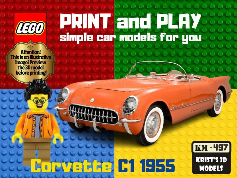 Mô hình in 3D xe LEGO Chevrolet Corvette C1 1955 ấn tượng - Image 1