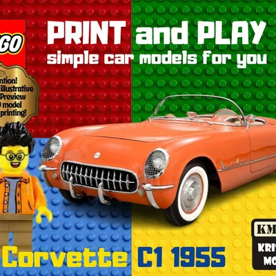 Mô hình in 3D xe LEGO Chevrolet Corvette C1 1955 ấn tượng