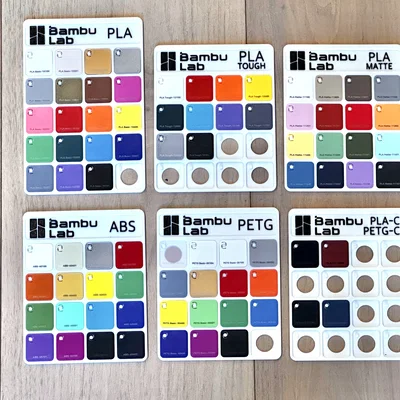 Tấm trưng bày swatch filament Bambu Lab có nhãn (Bambu Lab Filament Swatch Labeled Display Plates)