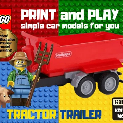 Mô hình xe moóc kéo Lego (Tractor Trailer) in 3D cực đẹp