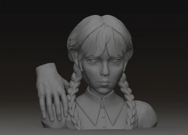 Tượng bán thân Wednesday Addams và Thing 3D độc đáo - Image 2
