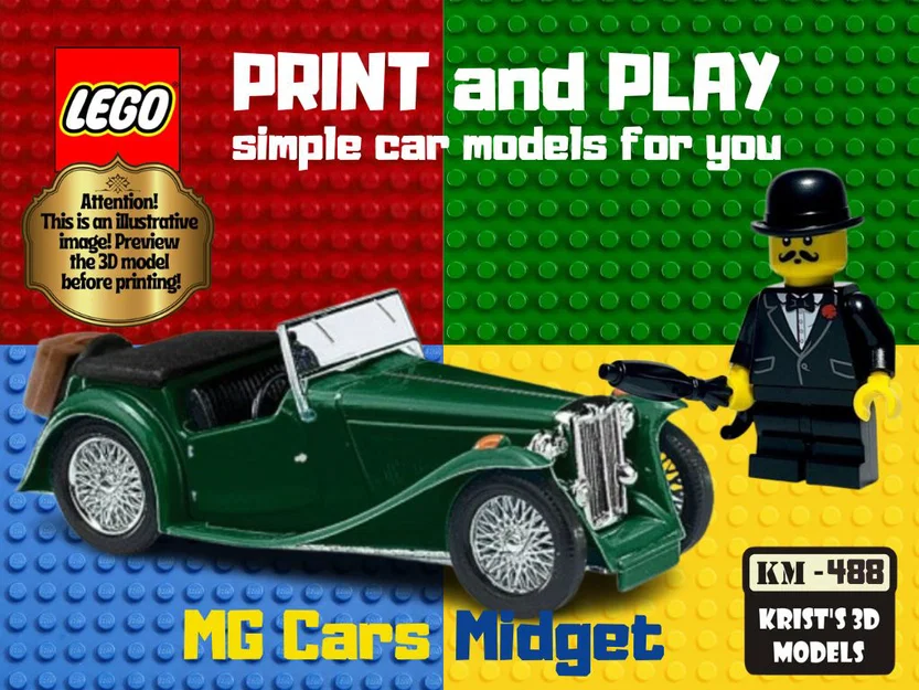 Mô hình xe cổ MG Midget 1949 in 3D tương thích lắp ghép LEGO - Image 1