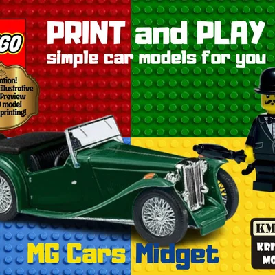 Mô hình xe cổ MG Midget 1949 in 3D tương thích lắp ghép LEGO