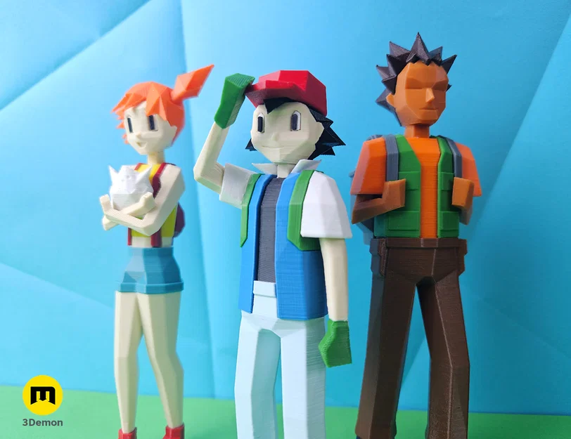Mô hình Low Poly Ash, Misty và Brock trong Pokemon! - Image 2