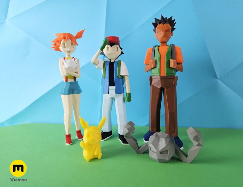 Mô hình Low Poly Ash, Misty và Brock trong Pokemon! - Image 6